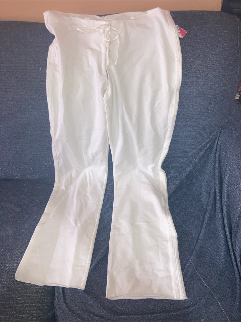 Tommy Hilfiger White Flare Wide Leg Jeans with Drawstring